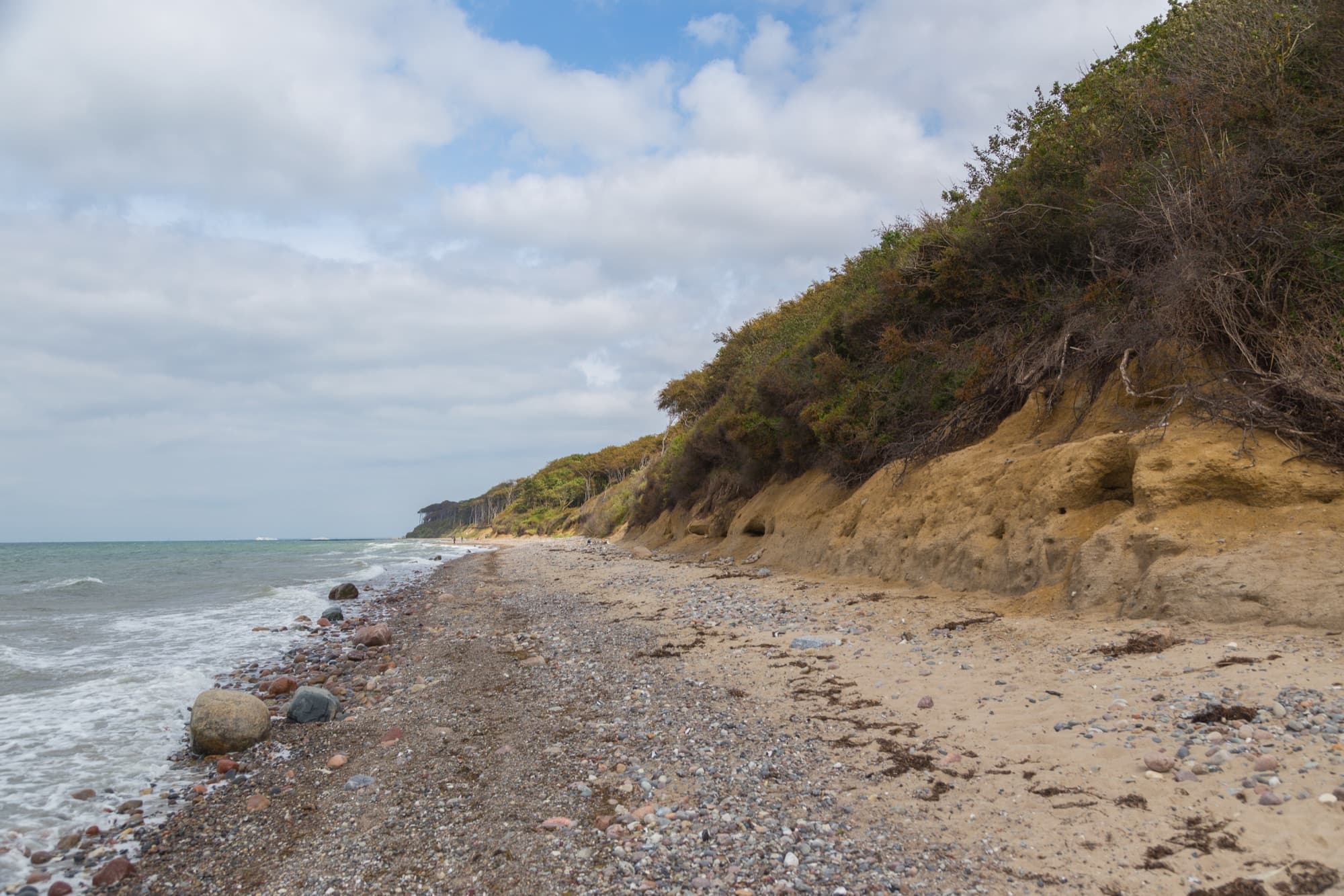 Naturbelassener Strand und bewaldete Steilküste bei Nienhagen